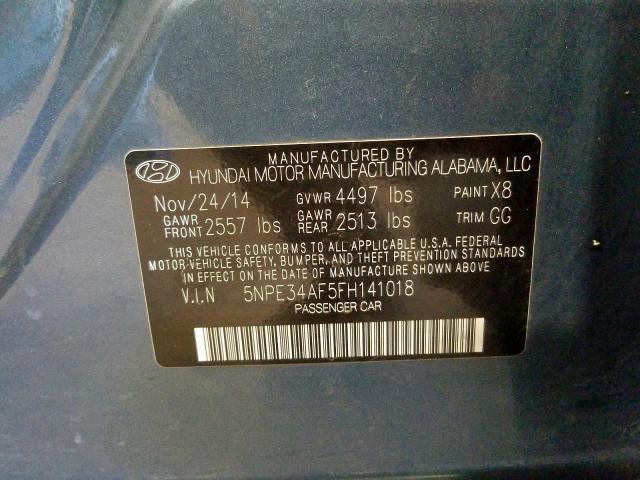 5NPE34AF5FH141018 - 2015 HYUNDAI SONATA SPORT  photo 10