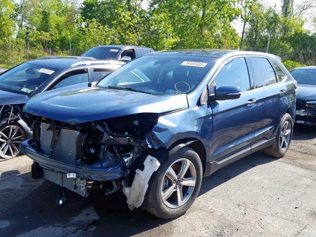 2FMPK4J93KBB19137 - 2019 FORD EDGE SEL BLUE photo 2