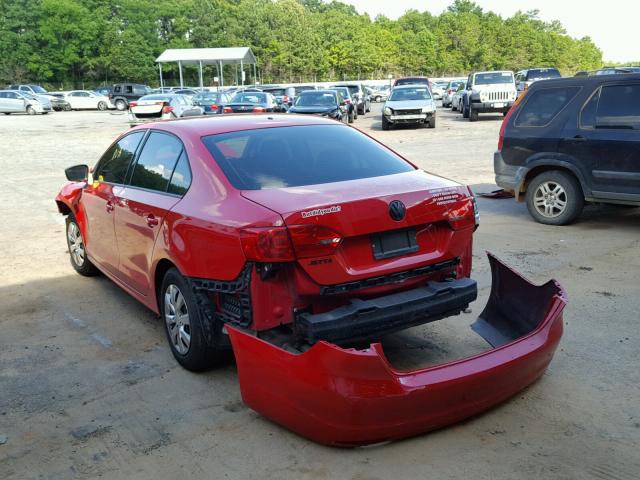 3VW1K7AJ7EM394743 - 2014 VOLKSWAGEN JETTA BASE RED photo 3