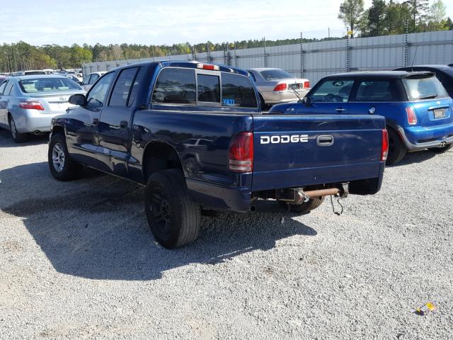 1B7GL2AN31S114043 - 2001 DODGE DAKOTA QUA BLUE photo 3