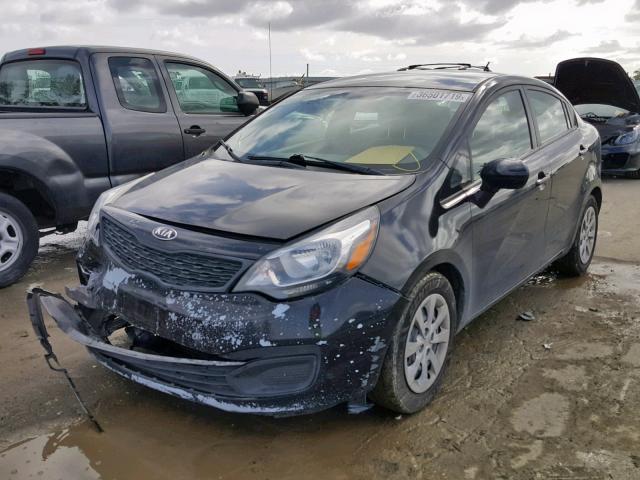 KNADM4A36E6370733 - 2014 KIA RIO LX BLACK photo 2