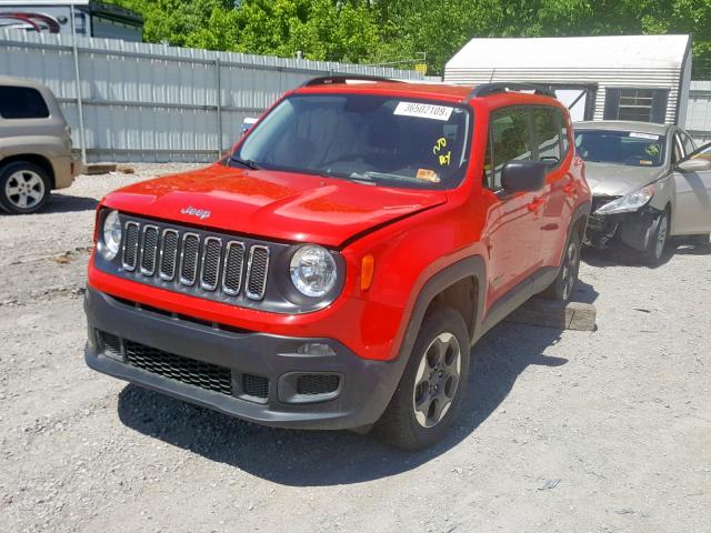 ZACCJBAT6GPE36984 - 2016 JEEP RENEGADE S წითელი ფოტო 2