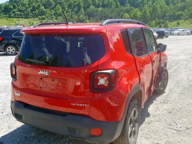 ZACCJBAT6GPE36984 - 2016 JEEP RENEGADE S წითელი ფოტო 4