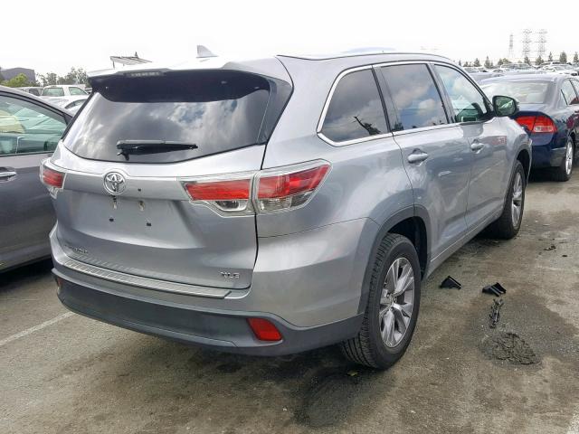 5TDKKRFH5ES021791 - 2014 TOYOTA HIGHLANDER SILVER photo 4