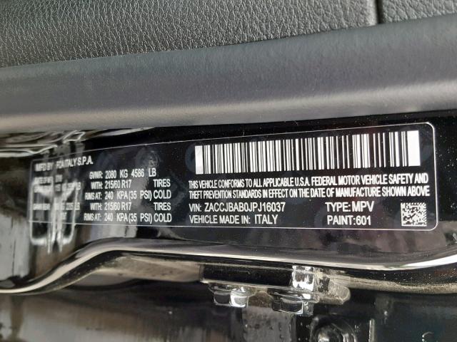 ZACCJBAB0JPJ16037 - 2018 JEEP RENEGADE S 黑色 照片 10