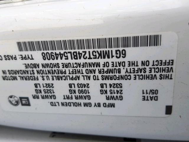 6G1MK5T24BL544908 - 2011 CHEVROLET CAPRICE PO WHITE photo 10