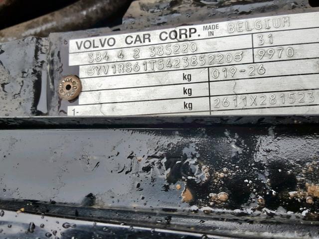 YV1RS61T542385220 - 2004 VOLVO S60 BLACK photo 10