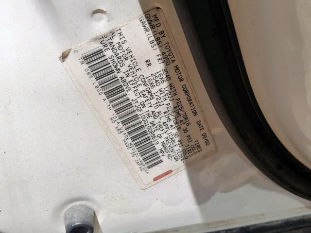 JTJGF10U010085619 - 2001 LEXUS RX 300 WHITE photo 10