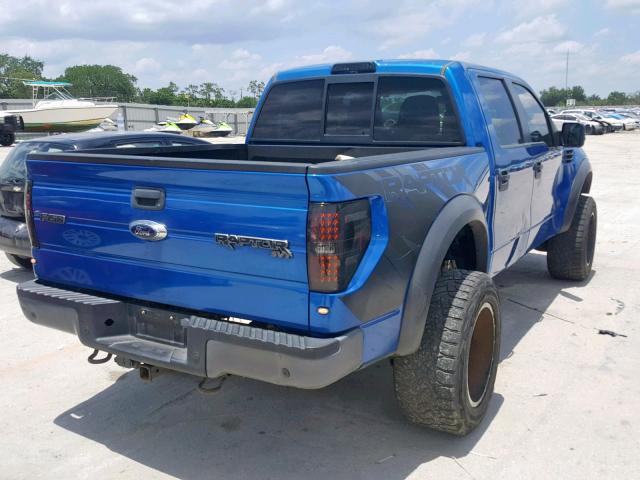 1FTFW1R62DFD37990 - 2013 FORD F150 SVT R BLUE photo 4