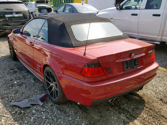 WBSBR93443PK00787 - 2003 BMW M3 RED photo 3