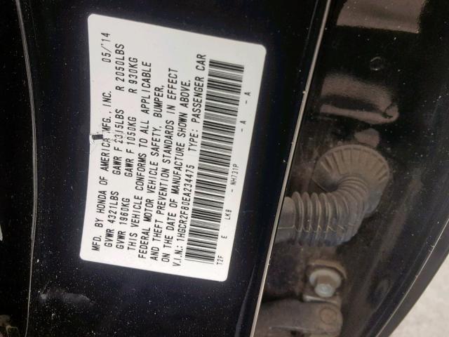 1HGCR2F80EA234475 - 2014 HONDA ACCORD EXL BLACK photo 10