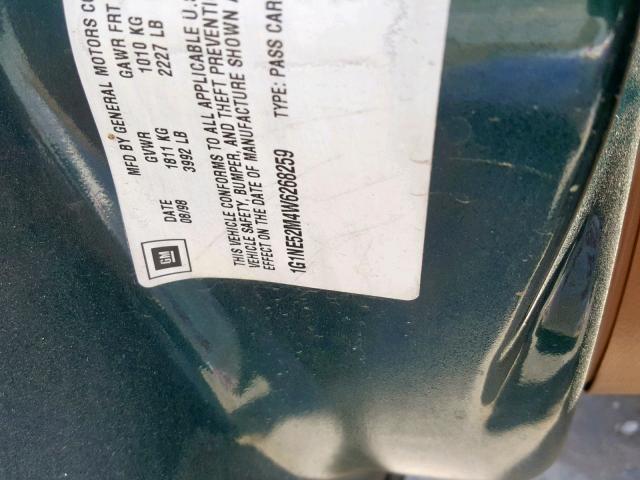 1G1NE52M4W6268259 - 1998 CHEVROLET MALIBU LS GREEN photo 10