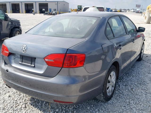 3VW2K7AJ3BM094259 - 2011 VOLKSWAGEN JETTA BASE GRAY photo 4