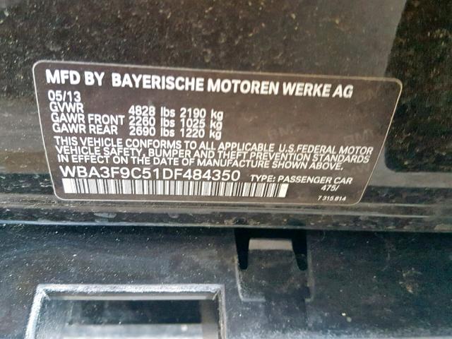 WBA3F9C51DF484350 - 2013 BMW ACTIVEHYBR BLACK photo 10