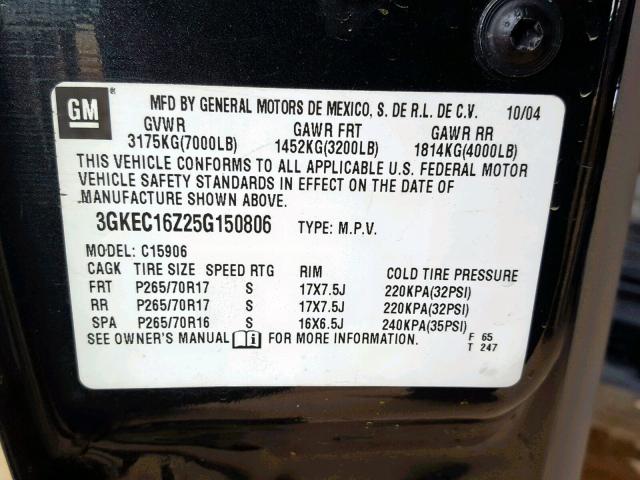 3GKEC16Z25G150806 - 2005 GMC YUKON XL C GRAY photo 10