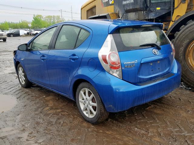 JTDKDTB33D1044628 - 2013 TOYOTA PRIUS C BLUE photo 3