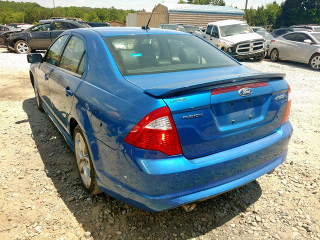 3FAHP0KC3BR138517 - 2011 FORD FUSION SPO BLUE photo 3