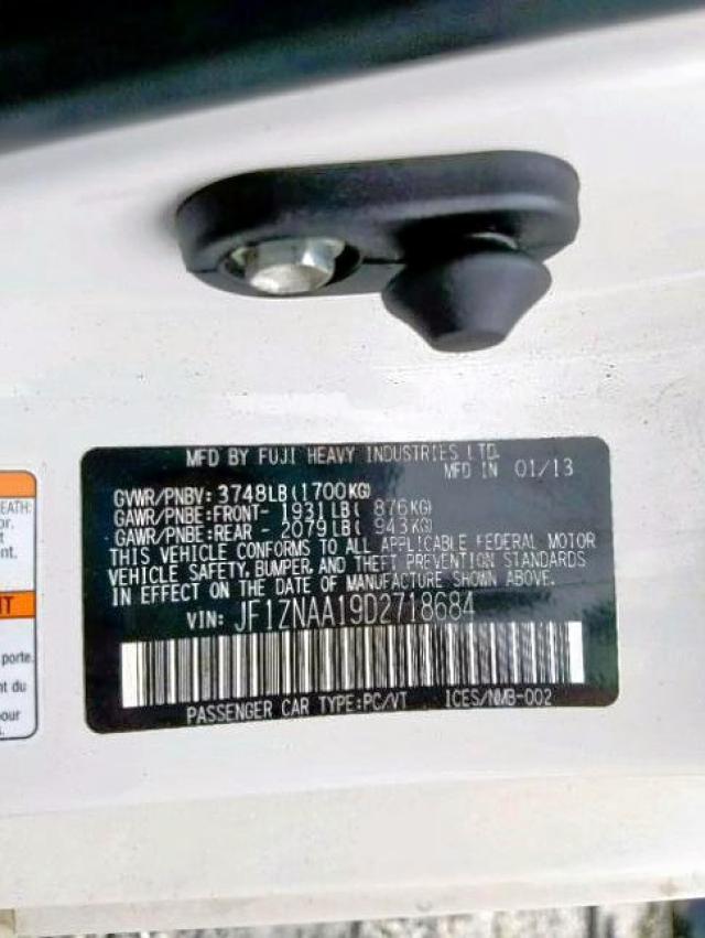 JF1ZNAA19D2718684 - 2013 TOYOTA SCION FR-S WHITE photo 10