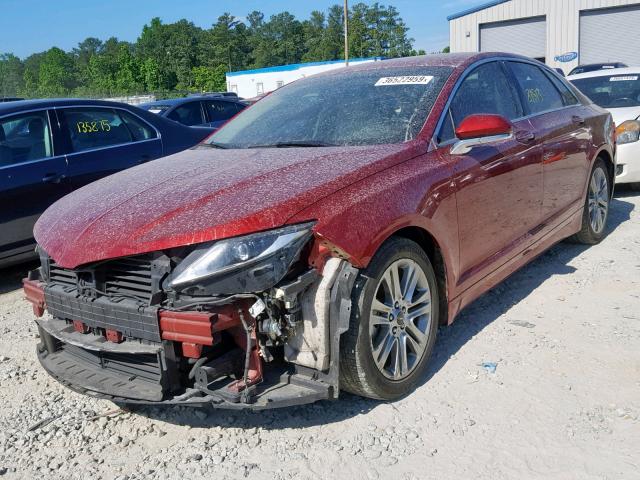 3LN6L2LU6FR621307 - 2015 LINCOLN MKZ HYBRID RED photo 2