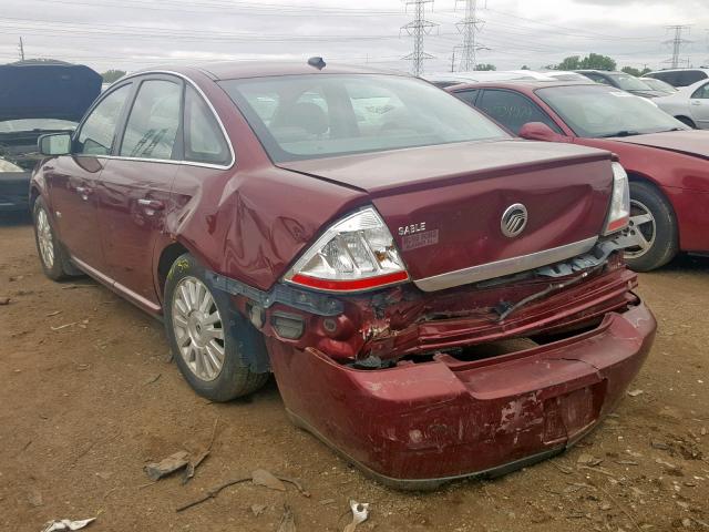 1MEHM40W08G603289 - 2008 MERCURY SABLE LUXU MAROON photo 3