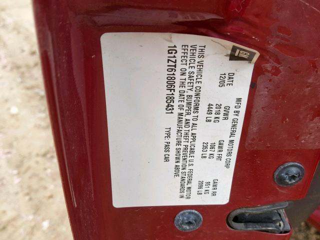 1G1ZT61806F185431 - 2006 CHEVROLET MALIBU MAX წითელი ფოტო 10