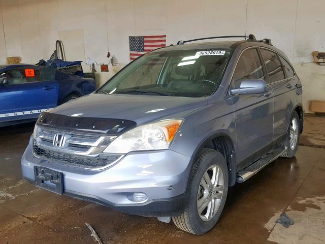 5J6RE4H79BL800969 - 2011 HONDA CR-V EXL BLUE photo 2