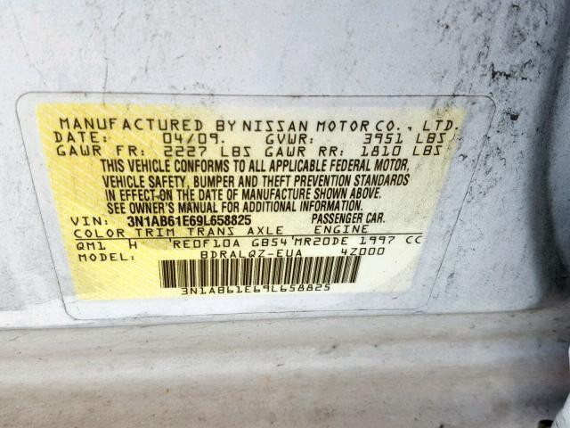 3N1AB61E69L658825 - 2009 NISSAN SENTRA 2.0 WHITE photo 10