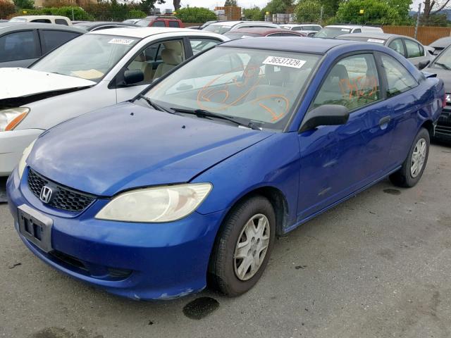 1HGEM22124L081021 - 2004 HONDA CIVIC DX V BLUE photo 2