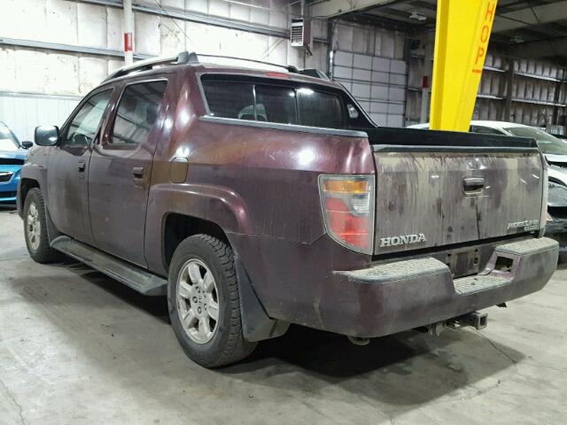 2HJYK16577H535818 - 2007 HONDA RIDGELINE MAROON photo 3