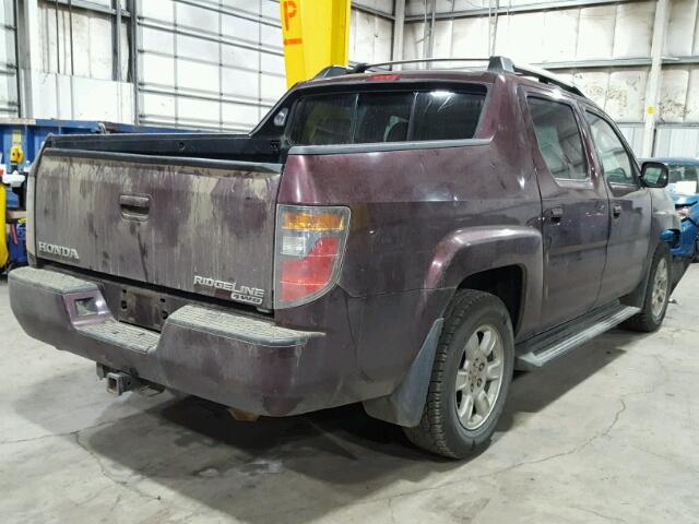 2HJYK16577H535818 - 2007 HONDA RIDGELINE MAROON photo 4