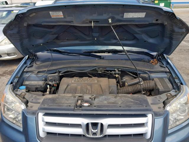 5FNYF28358B000276 - 2008 HONDA PILOT SE BLUE photo 7