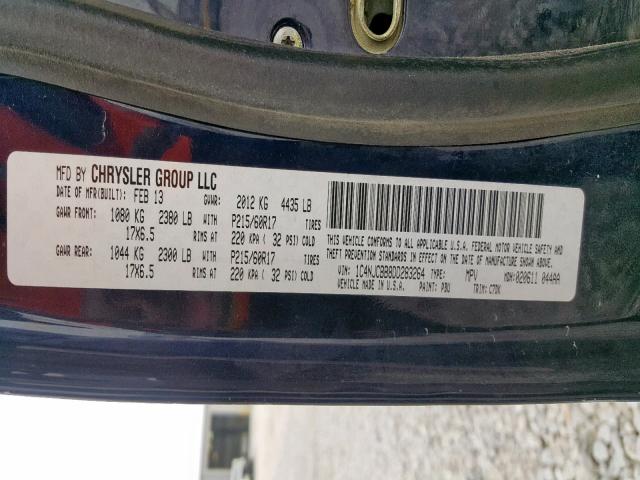 1C4NJCBB8DD283264 - 2013 JEEP COMPASS SP ლურჯი ფოტო 10
