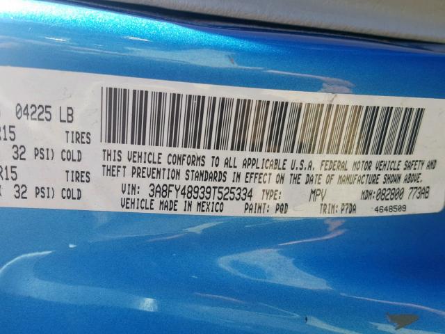 3A8FY48939T525334 - 2009 CHRYSLER PT CRUISER BLUE photo 10