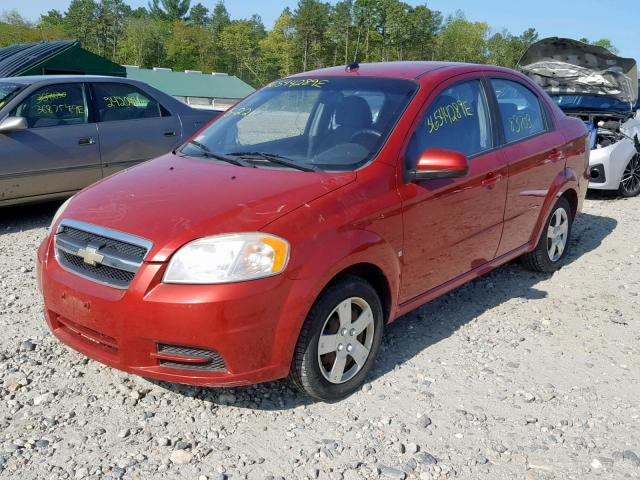 KL1TD56E49B396184 - 2009 CHEVROLET AVEO LS RED photo 2