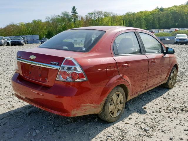 KL1TD56E49B396184 - 2009 CHEVROLET AVEO LS RED photo 4