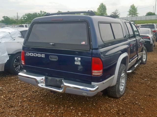 1B7GL2AN51S118370 - 2001 DODGE DAKOTA QUA BLUE photo 4