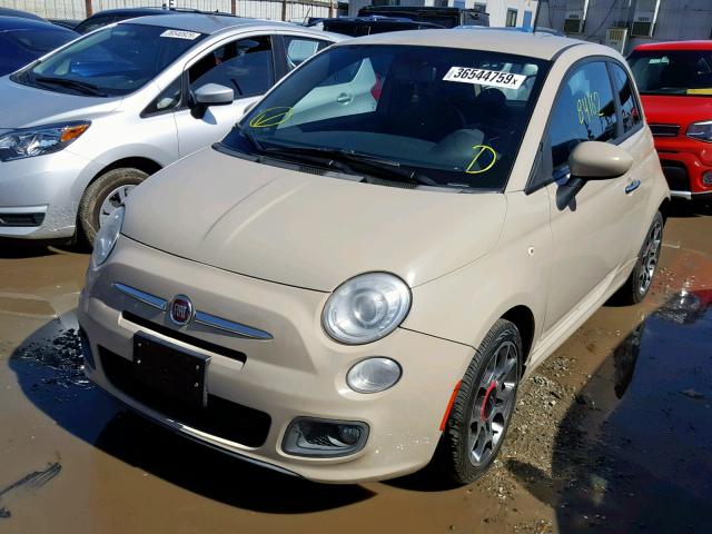 3C3CFFBR6CT103235 - 2012 FIAT 500 SPORT BEIGE photo 2