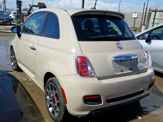 3C3CFFBR6CT103235 - 2012 FIAT 500 SPORT BEIGE photo 3