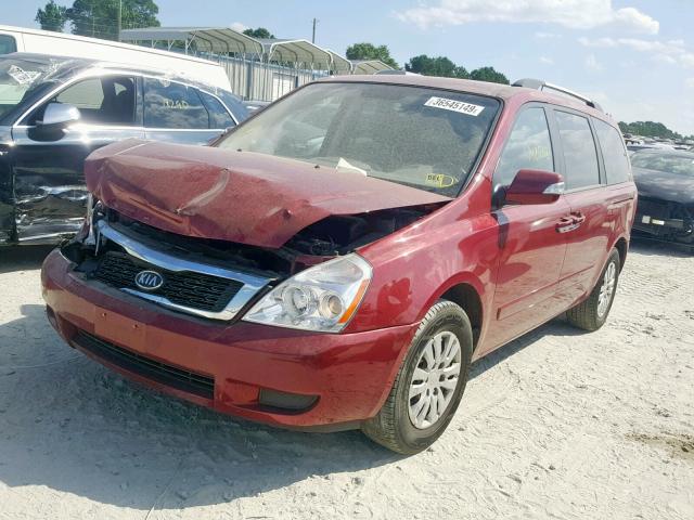 KNDMG4C72C6453793 - 2012 KIA SEDONA LX RED photo 2