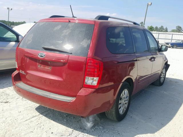 KNDMG4C72C6453793 - 2012 KIA SEDONA LX RED photo 4