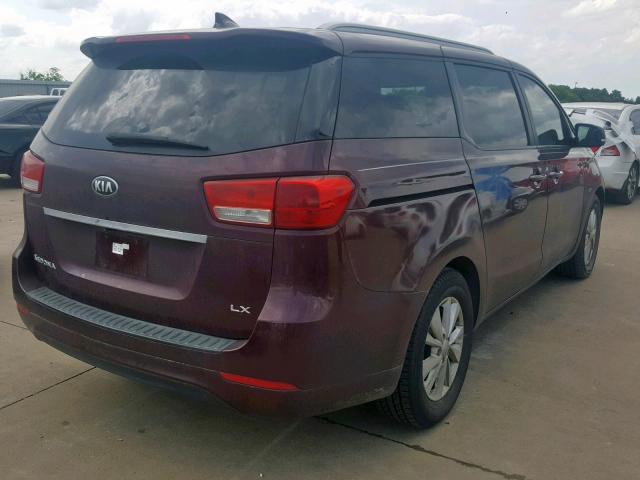 KNDMB5C16F6050226 - 2015 KIA SEDONA LX MAROON photo 4