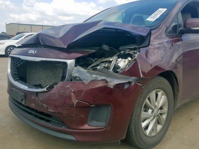 KNDMB5C16F6050226 - 2015 KIA SEDONA LX MAROON photo 9