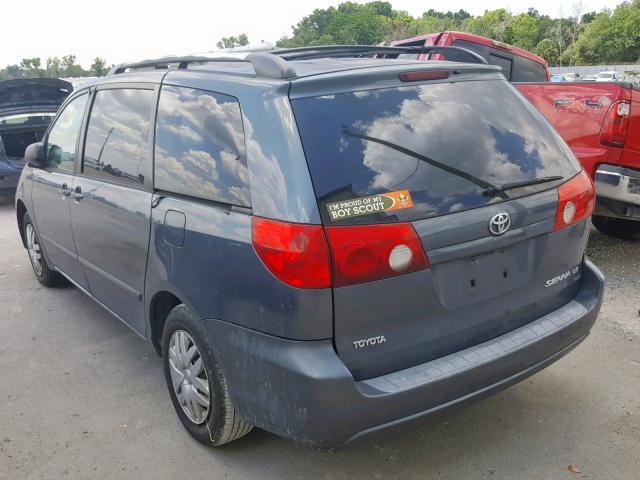 5TDZK23C27S014346 - 2007 TOYOTA SIENNA CE BLUE photo 3