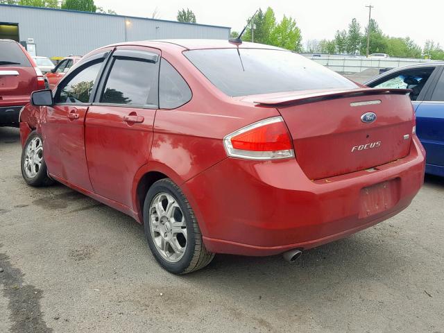 1FAHP36NX9W204680 - 2009 FORD FOCUS SES RED photo 3