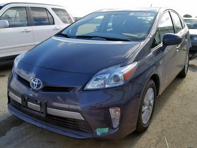 JTDKN3DP9E3063168 - 2014 TOYOTA PRIUS PLUG GRAY photo 2