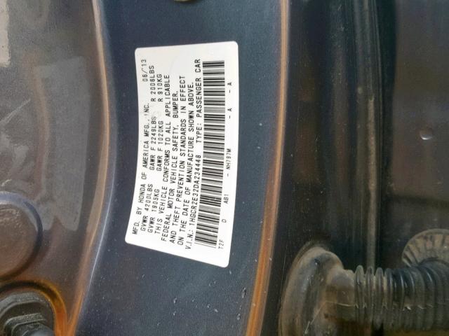 1HGCR2E32DA234448 - 2013 HONDA ACCORD LX GRAY photo 10