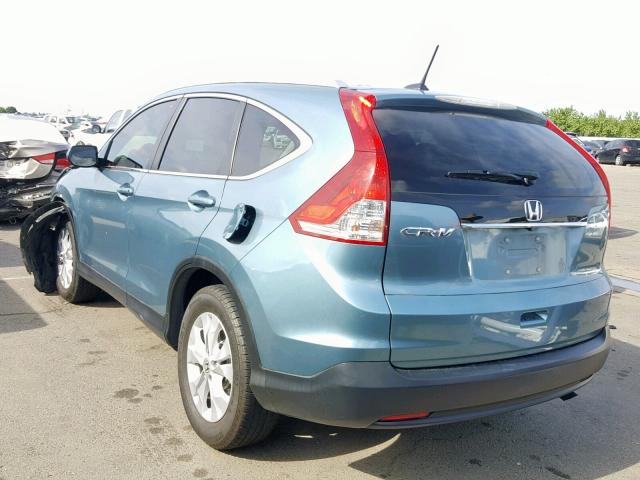 2HKRM3H79EH552962 - 2014 HONDA CR-V EXL TEAL photo 3