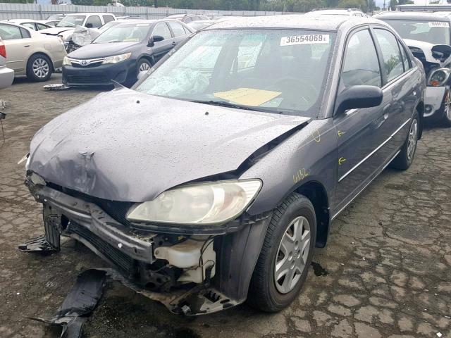 1HGES16445L013437 - 2005 HONDA CIVIC DX GRAY photo 2