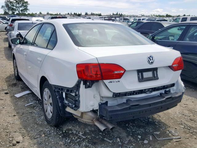 3VW2K7AJ3EM433588 - 2014 VOLKSWAGEN JETTA BASE WHITE photo 3