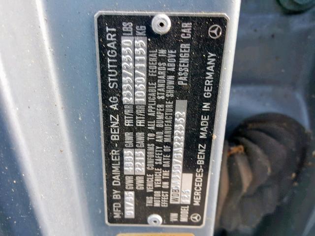 WDBCA35076A222562 - 1986 MERCEDES-BENZ 420 SEL BLUE photo 10